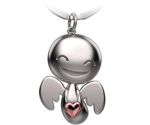 FABACH Guardian Angel Keyring Happy with Heart - Angel Lucky Charm Keyring Love - Gift Guardian Angel Lucky Charm - Angel with Heart as a Gift Idea for Girlfriend, Rose Gold, 1, Modern