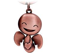 FABACH Guardian Angel Keyring Happy with Heart - Cute Angel Pendant Made of Metal - Gift Lucky Charm Car Partner - Drive Carefully, Antique rose gold., standard size, European