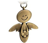 FABACH Guardian Angel Keyring - Lucky Angel with Clover Leaf - Metal - Good Luck Charm - Gift - Antique Bronze, Standard Size