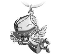 FABACH Guardian Angel Keyring Lucky with Clover Leaf - Lucky Angel Made of Metal - Lucky Charm Car Angel Pendant - Gift Good Luck, silver, One Size