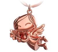 FABACH Guardian Angel Keyring Lucky with Clover Leaf - Lucky Angel Made of Metal - Lucky Charm Car Angel Pendant - Gift Good Luck, Rose Gold, One Size