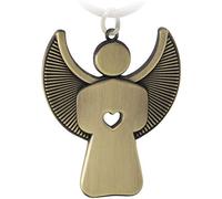 FABACH Guardian Angel Keyring Picto with Heart - Elegant Angel Pendant Made of Metal in Silver, Rose, Black, Bronze - Gift Lucky Charm Car Driving Licence - Drive Carefully, 1 x bronze (matte), 1 x
