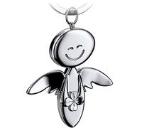 FABACH Guardian Angel Keyring Smile with Clover Leaf - Lucky Angel Made of Metal - Good Luck Charm Car Angel Pendant - Gift Good Luck, silver, standard size