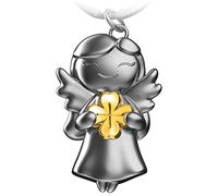 FABACH Guardian Angel Keyring Star with Clover Leaf - Lucky Angel Made of Metal - Clover Leaf Guardian Angel Lucky Charm Angel - Gifts Great Success Gift Good Luck Angel, gold, standard size