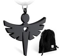 FABACH Guardian Angel Keyring with Heart - Elegant Angel Pendant made of Metal in Silver, Rose-gold, Black - Good Luck Charm Gift for Car Driving Licence, 1 x black (mat). (Black) - FABACH_Schutzengel
