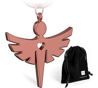 FABACH Guardian Angel Keyring with Heart - Elegant Angel Pendant made of Metal in Silver, Rose-gold, Black - Good Luck Charm Gift for Car Driving Licence 1 x rose gold (shiny) 1 x roségold (glänzend)