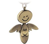 Fabach Guardian Angel Keyring with smiling face and heart - Elegant Angel Pendant made of Metal, in Silver, Rose, Black, Bronze - Gift, Good Luck Charm for taking the driving test - Drive safely