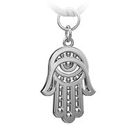 FABACH Hamsa Hand of Fatima Key Ring - Protective Hand of Fatima Lucky Charm - Silver