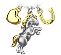 FABACH Horse Keyring Lucky Charm with Heart and Horseshoe - Horseshoe Lucky Charm for Horse Lovers - Gold, 1, Modern