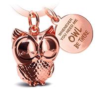 FABACH Keychain, Cute Owl with Engraving - Rose Gold Metal Key Ring - Gift for Women - Owl be There for You