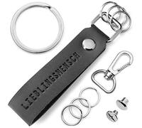 FABACH Leather Keyring with Changeable Keyring in Gift Box - Key Pendant for Best Friend and Partner with Favourite Person Engraving - Key Chain Key Holder