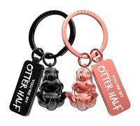 FABACH Love Keyring for Couples - 2 Otters with Heart - I Love You Keyring Partner - Girlfriend Gift Love - Couple Keyring Couple Love Gifts Anniversary, Black & Rose Gold, standard size, Modern