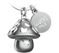 FABACH Lucky Mushroom Keyring, Silver, Heart-shaped, Good Luck Charm - Key Ring Gift for Women