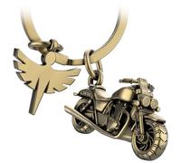 FABACH Motorcycle Key Chain with Guardian Angel, Antique Bronze, 1