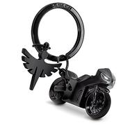 FABACH Motorcycle Keyring with Guardian Angel Gift Angel Keyring for Motorcyclists Gifts Motorcycle Keyring Lucky Charm Drive Carefully, black, standard size, Classic