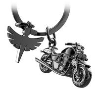 FABACH Motorcycle Keyring with Guardian Angel Gift Angel Keyring for Motorcyclists Gifts Motorcycle Keyring Lucky Charm Drive Carefully, black, 1, Modern