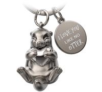 FABACH Otter Key Ring Otty with Heart - Lucky Charm Otter Gifts Girlfriend - Partner Gifts Love Keyring Couples Anniversary - Engraving I Love You Like No Otter, silver, 1, Modern
