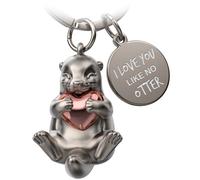 FABACH Otter Key Ring Otty with Heart - Lucky Charm Otter Gifts Girlfriend - Partner Gifts Love Keyring Couples Anniversary - Engraving I Love You Like No Otter, Rose Gold, 1, Modern