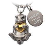 FABACH Otter Key Ring Otty with Heart - Lucky Charm Otter Gifts Girlfriend - Partner Gifts Love Keyring Couples Anniversary - Engraving I Love You Like No Otter