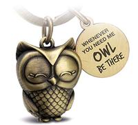 FABACH Owl Key Ring, FB_OWLY_OBT_B, Antique Bronze - Cute Owl Keyring, Owl be There for You, Women's Gift, 30g, Metal, Floating, Laser Engraving