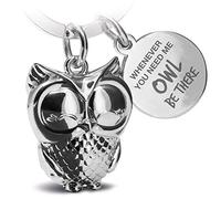 FABACH Owl Key Ring with Engraving - Cute Owl Keyring - Friend and Love Lucky Charm Made of Metal for Women - Owl be There for You, silver (Silver) - FB_OWLY_OBT_S