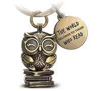 FABACH Owl Keyring Bookhouse Owl with Engraving - Reading Gifts for Book Lovers - Cute Keyring Owl for Viel Readers - Bookworm Gift Readers Gifts