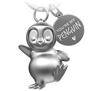 FABACH Penguin Keyring Breezy,Penguin Lucky Charm Gifts Girlfriend or Boyfriend,Partner Gift Love Keyring for Birthday, Anniversary,Engraving You're My Penguin, Silver (matte) (Silver),FB_BREEZY_SI