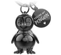 FABACH Penguin Keyring - Symbol of Love and Loyalty, Keyring Gift for Romantic Partners, Birthday or Anniversary, Engraving You're My Penguin, Black (Shiny), Silver