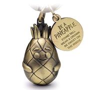FABACH Pineapple Keyring Piny with Engraving - Cute Pineapple Keyring - Motivation, Friend and Love Lucky Charm Made of Metal for Women - Be a Pineapple, Antique bronze, standard size,