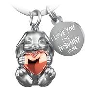 FABACH Rabbit Keyring Bunny with Heart - Lucky Charm Rabbit Gifts Girlfriend - Partner Gifts Love Key Ring Couples Anniversary - I Love You Like Nobunny Else, Rose Gold, 1, Modern