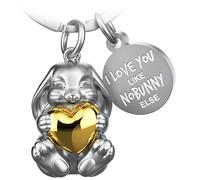 FABACH Rabbit Keyring Bunny with Heart - Lucky Charm Rabbit Gifts Girlfriend - Partner Gifts Love Key Ring Couples Anniversary - I Love You Like Nobunny Else, gold, 1, Modern