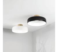Fabas Luce LED ceiling lamp Lunar, black, glass, Ø 42 cm, CCT, dimmable