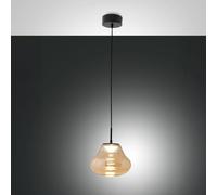 Fabas Luce LED pendant light Deva, amber, glass, Ø 25 cm, CCT, dimmable