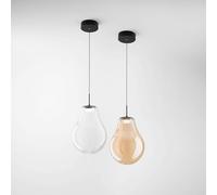 Fabas Luce LED pendant light Noa, amber, glass, Ø 25 cm, CCT, dimmable