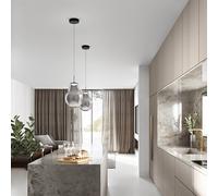 Fabas Luce Noa LED pendant light, grey, glass, Ø 25 cm, CCT, dimmable