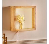 Fabas Luce Window LED wall light, 37 x 37 cm, oak wood