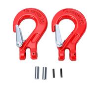 Fabater 1.12 Ton Lifting Hook with Safety Latch, 2 Pack | Clevis Slip Hook, Forged Alloy Steel, Heavy Duty Chain Hook for 6mm Lifting Chain, Red Powder Coating