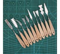 Fabater 10Pcs Stainless Steel Pain Scraper Knife Set, Tooth Shape Oil Painting Palette for Art Supplies, Professional Painting Tool with Good Grip for Canvas Acrylic (Pack of 10)