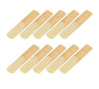 Fabater 10Pcs Tenor Saxophone Reeds, Wood Color, Plastic Protective Cover | Saxophone Reed Set, Natural Wood Tone, Clear Sound Response, for Beginners Students Educators Professional Musicians,