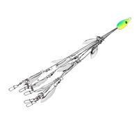 Fabater 12 Bladed Umbrella Rig with Swivels, 5 Arms Fishing Multi-Lure Rigs Kit, Stainless Steel Artificial Bait Set for Freshwater and Saltwater, Lifelike Swimming Action Attract Large (Green)