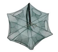Fabater 12 Holes Automatic Fishing Net Shrimp Cage Nylon Foldable Crab Fish Trap, 58x34cm Heavy Duty Steel Frame 6 Entry Ports for Lobster Minnow Crawdad, Quick Open Zipper Design (6 Hole)