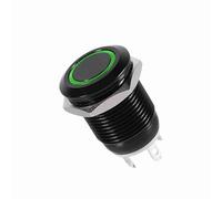 Fabater 12mm LED Momentary Push Button Switch, Black Metal Case (green)