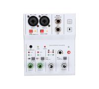 Fabater 2-Channel DJ Mixer Interface with Phantom Power and AUX MP3 Output, Independent Control Knobs, Metal Shell, for Live Performance (White)