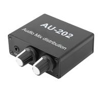 Fabater 2 Channel Stereo Audio Mixer, 3.5mm Mini Mixers Audio with Dual Volume Control Knobs, 2 in Out Small for PC Headphone Speaker Monitor Projector Live Streaming