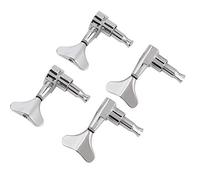 Fabater 2L2R Fishtail Button Sealed Bass Guitar Tuning Pegs Machine Heads for DIY Bass Replacement, Durable Copper Zinc Alloy, Rust-Proof Enclosed Design (Silver)