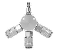Fabater 3 Way Air Hose Manifold Quick Coupler 1/4'' F NPT Splitter Adapter - Brass Pneumatic 3-Way Connector for Air Compressor