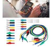 Fabater 4mm Banana to Banana Plug Test Lead Kit for Multimeter with Clip & U-Type Probe, 5pcs Silicone Test Leads, 10pcs Probes, Stainless Steel Probe Set for Electronic (P1036B)