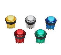 Fabater 5pcs Push Buttons LED Illuminated for Game Machine, Buttons Set 28mm with Red Yellow White Green Blue, Plug and Play Durable ABS (12V)