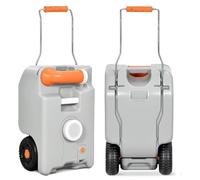 Fabater 6.6 Gallon Portable Water Holding Tank with Large Wheels, Metal Handle Tote Tank for Campers with Filling Port, Rotating Spout, Easy Carrying & Fast Emptying