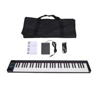 Fabater 61 Key Foldable Digital Piano, Rechargeable Battery LCD Display with 128 Tones 128 Rhythms, Portable Electronic Keyboard with MIDI BT Connectivity for Beginners